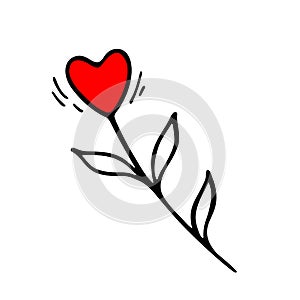 Vector hand drawn love flover. Outline doodle icon. photo